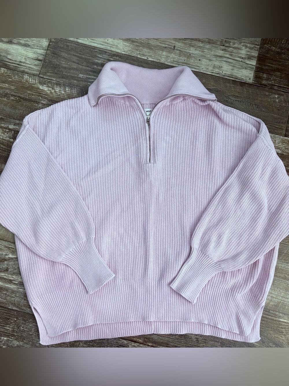 Aerie Lavender Half-Zip Cowl Knit Sweater size Medium